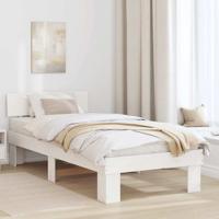 Bedframe met hoofdeinde Wit 100 x 200 cm Massief grenenhout