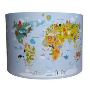 Designed4Kids hanglamp Wereldkaart Dieren Maat