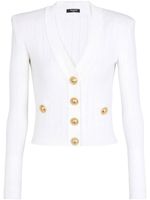 Balmain cardigan en maille pointelle à col v - Blanc