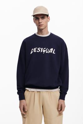 Sweatshirt met logo en textuur - BLUE - S