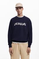 Sweatshirt met logo en textuur - BLUE - M