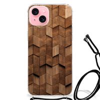 Stevig Telefoonhoesje voor iPhone 15 Plus Wooden Cubes