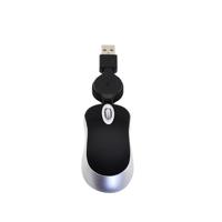 Mini computer muis intrekbare USB-kabel optische Ergonomic1600 DPI Portable kleine muizen voor laptop (zwart)