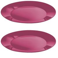 Ontbijtbordjes - 6x st - roze - 21 cm - hard kunststof - dinerborden - camping bordjes