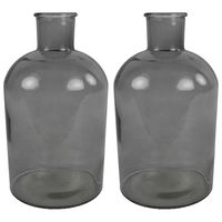 2x Stuks Countryfield Vaas - grijs glas - fles - D14 x H27 cm - thumbnail