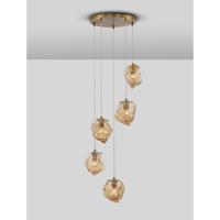 Lyora HanglampOdelle 5-lichts goud met amber glas - 9009255