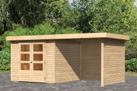 Woodfeeling | Tuinhuis Askola 3,5 met Overkapping 2,4, Zij- en Achterwand | Onbehandeld