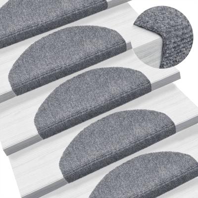 VidaXL Trapmatten zelfklevend 10 st 65x21x4 cm lichtgrijs halfrond groot