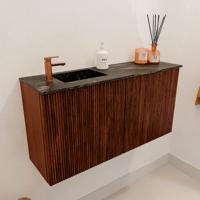 Toiletmeubel Mondiaz Joya Dlux | 80 cm | Meubelkleur Ruby | Faye wastafel Lava Wasbak Links | 1 kraangat