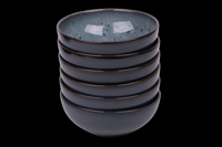 Set van 6 schaaltjes - 15,5 cm - Amadora - blauw met aqua look - Portugees stoneware