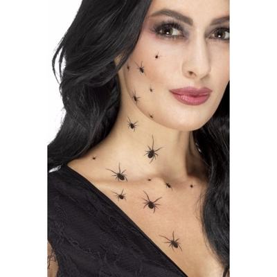 Halloween Zwarte spinnen tattoos - 2 vellen - Horror/Halloween - verkleed thema accessoires