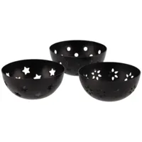 Daan Kromhout Theelichthouder/ geurblokjeshouder amber metaal zwart 7,5 cm 3 assorti | 24 stuks