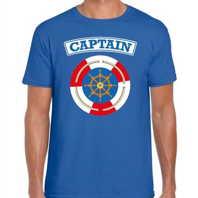 Kapitein / captain verkleed t-shirt - blauw - voor heren - carnaval kleding Kapitein / captain verkleed t-shirt - blauw - voor heren - carnaval kleding