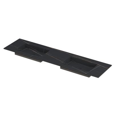 INK Post Wastafel Keramische Slab Envelop Bak Dubbel Zonder Kraangaten - 1800x450x10 mm - Lauren Black Mat