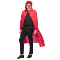 Halloween horror verkleedkleding set - Scary Clown masker - Cape rood met capuchon