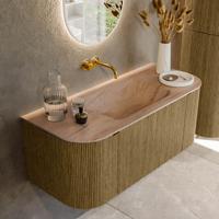 Badmeubel Mondiaz Kurve-Dlux | 110 cm | Meubelkleur Dusk | Wastafelkleur Saba | Solid surface | Wasbak midden spoelbak | Zonder kraangat(en)