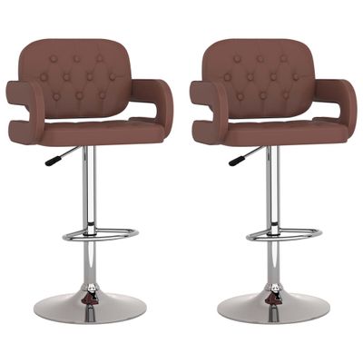 vidaXL Barkrukken 2 st kunstleer bruin