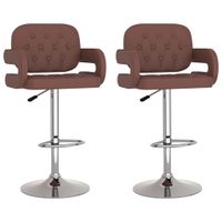 vidaXL Barkrukken 2 st kunstleer bruin - thumbnail