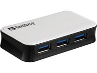 Sandberg 4-poorts USB 3.0 Hub - Zwart / Wit