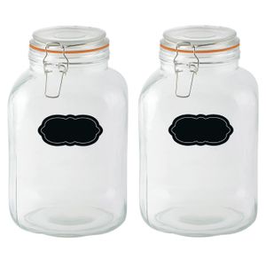 Weckpot/inmaakpot - 2x - 3L - glas - met beugelsluiting - incl. etiketten