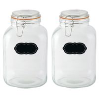 Weckpot/inmaakpot - 2x - 3L - glas - met beugelsluiting - incl. etiketten