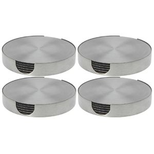 24x Ronde RVS onderzetters 10 cm