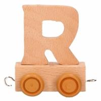 Houten Lettertrein letter R - handgemaakt - naam trein - 5 x 6 cm