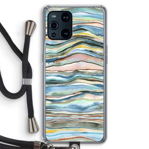 Watercolor Agate: Oppo Find X3 Pro Transparant Hoesje met koord