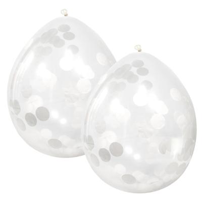 Folat Ballonnen - 8x stuks - transparant met confetti - wit - 30 cm - feestartikelen