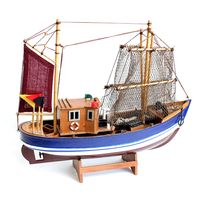 Vissersboot schaalmodel - Hout - 40 x 9 x 30 cm - Maritieme boten decoraties voor binnen - thumbnail