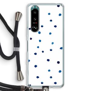 Blauwe stippen: Sony Xperia 5 III Transparant Hoesje met koord