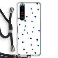 Blauwe stippen: Sony Xperia 5 III Transparant Hoesje met koord