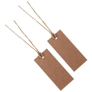 Santex Cadeaulabels kraft met lintje - 24x stuks - bruin - 3 x 7 cm - naam tags