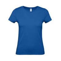 Set van 2x stuks blauw basic t-shirts met ronde hals voor dames van katoen, maat: L (40) - thumbnail