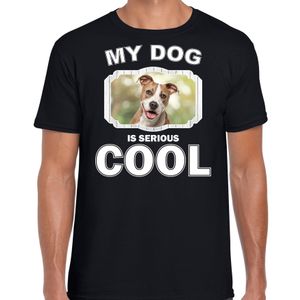 Honden liefhebber shirt Staffordshire bull terrier my dog is serious cool zwart voor heren