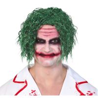 Groene horror clown verkleed pruik the Joker voor volwassenen - thumbnail