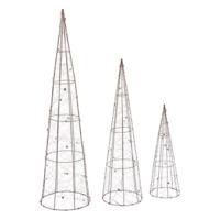 Feeric Christmas LED kegel kerstbomen - set van 3x st - koper - kerstverlichting - lampen