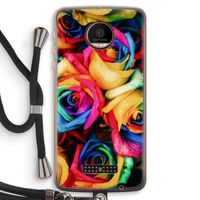Neon bloemen: Motorola Moto Z Force Transparant Hoesje met koord