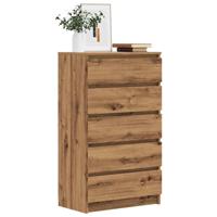Ladekast 60x36x103 cm bewerkt hout artisanaal eikenkleur