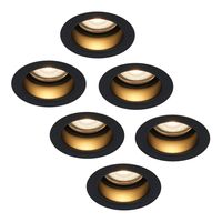 HOFTRONIC™ 6x Mari LED inbouwspot verzonken - 5 Watt - Warm wit 2700K - Verwisselbare GU10 - Dimbaar - voor binnen en buiten - Zwart