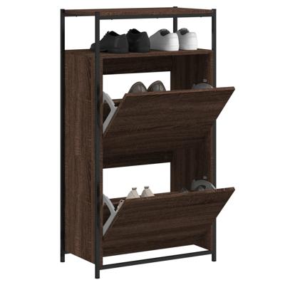 VidaXL Schoenenkast 60x34x112 cm bewerkt hout bruin eikenkleur
