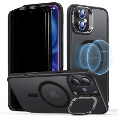 iPhone 16 Classic Hybrid Case with Stash Stand Privacy Protection Bundle - Frosted Black