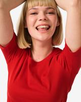 HEMA Dames T-shirt Clara Rib Rood (rood)
