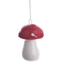 Kerstboomdecoratie hangers rood/wit paddenstoeltjes 4 cm type 1   -