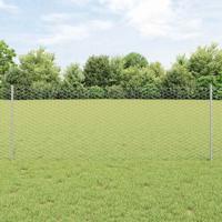 VidaXL Hek met paal zilver 0,8 x 50 m staal