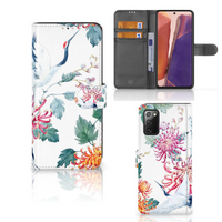 Samsung Galaxy Note 20 Telefoonhoesje met Pasjes Bird Flowers - thumbnail