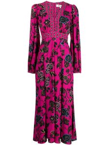 DVF Diane von Furstenberg robe longue Anjiali à fleurs - Rose