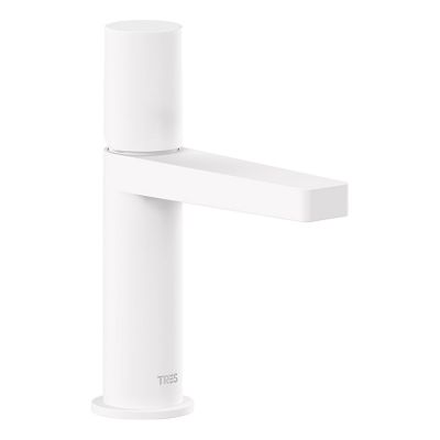 Wastafelkraan Tres Project | Opbouw | Mengkraan | Standaard model | 1-knop | Rond | Wit mat
