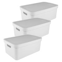 Sunware opbergbox Sigma Home met deksel - 3x - kunststof - 45 liter - wit