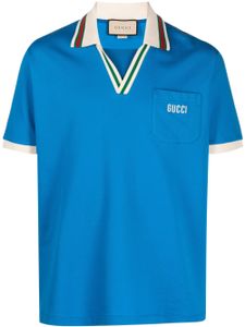 Gucci Poloshirt met geborduurd logo - Blauw